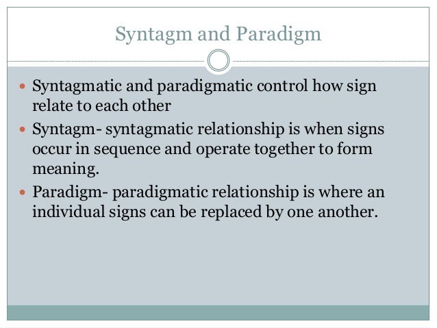 difference between syntagmatic and paradigmatic with example