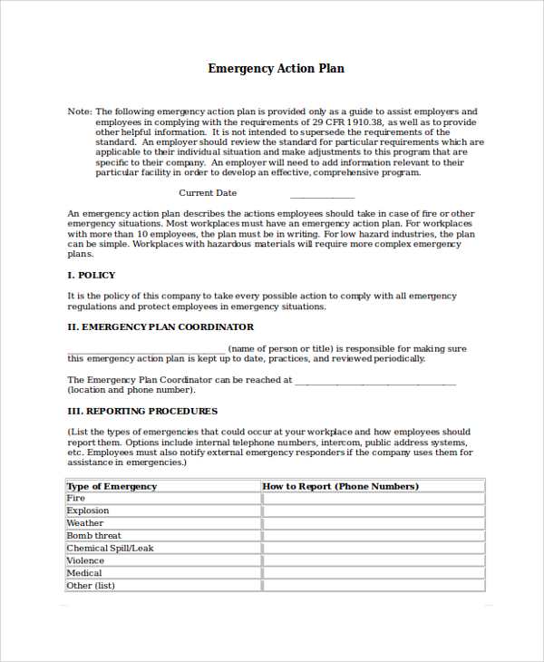 emergency action plan example for athletics