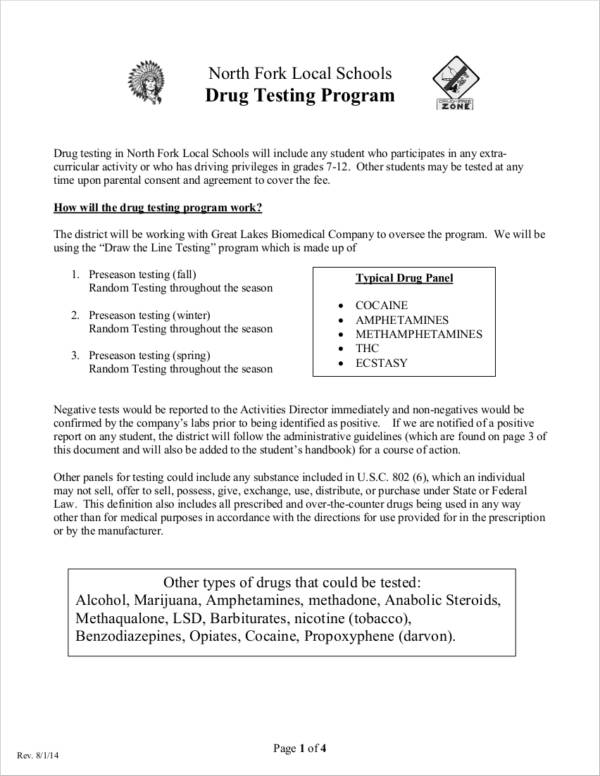 drug testing consent form example