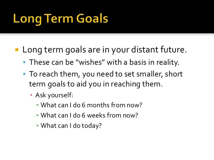 example of short term goals smart