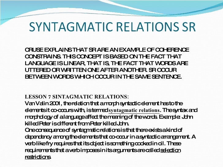 difference between syntagmatic and paradigmatic with example