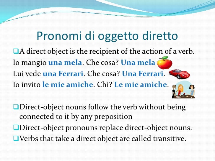 example object pronoun in italian