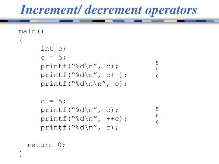 increment operator in c with example