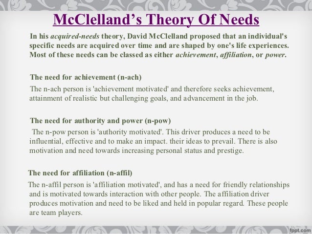 mcclelland theory of motivation with example